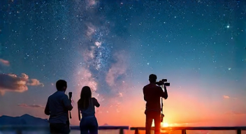 Perspektiven zu den Sternen und dem Sommerhimmel